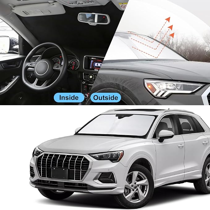 Front Windshield Sun Shade Foldable Car Front Window Sun Shade Windshield Shade Custom Fit for 2019-2025 2026 Audi Q3 Block UV Rays Accessories Heat Keep Car Cooler - Image 5