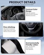 Cxtiy Car Steering Wheel Cover for Men Women Universal Leather Steering Covers for Car SUV (Full-Black) - Image 5