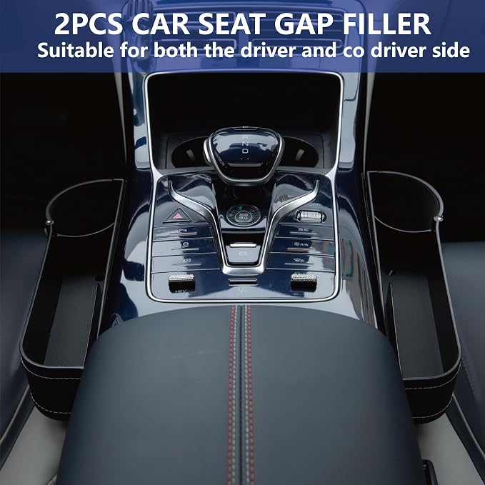 Car Seat Gap Filler Organizer,2 Pack Gap Filler for Car,Seat Gap Storage Box with Cup Holder Expander,Car Organizer Front Seat for Holding Phone, Glasses, Keys, Cards(Black) - Image 7