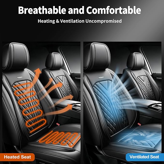 for Subaru Impreza 2012-2026 Car Seat Covers, Full Set, Black | Luxury Full Coverage Leather Seat Protectors, Waterproof Breathable, Non-Slip, Easy to Install, Airbag Compatible, All-Season - Image 6