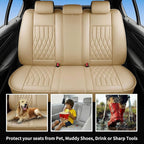 Fit for RAV4 Seat Covers Compatible with Toyota RAV 4 2007-2025 2026 - Waterproof Breathable Leather Automotive Seat Cushions Protector,Airbag Compatible,Full Set 5 Seats(Beige) - Image 3