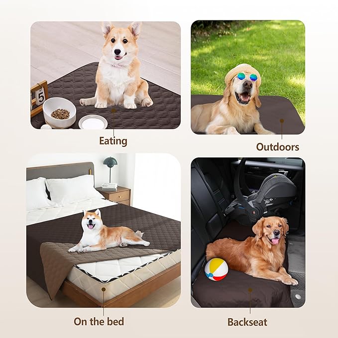 gogobunny 100% Double Sided Waterproof Dog Blanket Soft Pet Bed Cover Reversible Protect Furniture Couch Sofa Car for Puppy Large Dog Cat (Dark Coffee/Light Coffee, 52x82 Inch (Pack of 1)) - Image 6