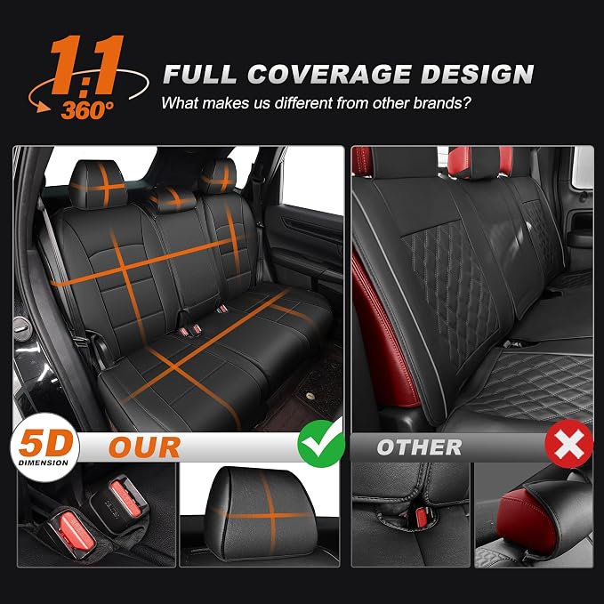 Custom Fit Seat Covers for Honda CRV 2017-2022 | CR-V Faux Leather Seat Cover Full Set Front & Rear Car Seat Protector(Black,5 Seats) - Image 6