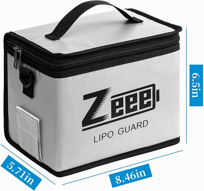 Zeee Fireproof Explosionproof Lipo Bag Battery Storage(8.46 x 6.5 x 5.71in) | Large Capacity Guard Pouch for Lipo Charge & Storage - Image 2