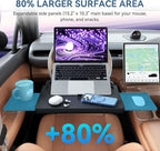 Extendable Steering Wheel Tray, Adjustable Car Laptop Desk Table | ABS, 22 lb capacity, 15-26 in extendable tray, 360° buckle, tablet slot, fold-flat storage, for parked work and dining - Image 2