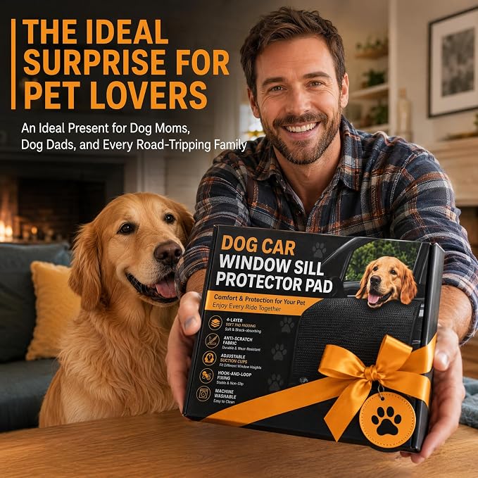 Dog Car Window Sill Protector Pad, Secure Fit Chin Rest for Dogs | 4-layer cushioned dog window pad helps absorb bumps, stays secure on highway rides, and doubles as a small-dog car mat - Image 9
