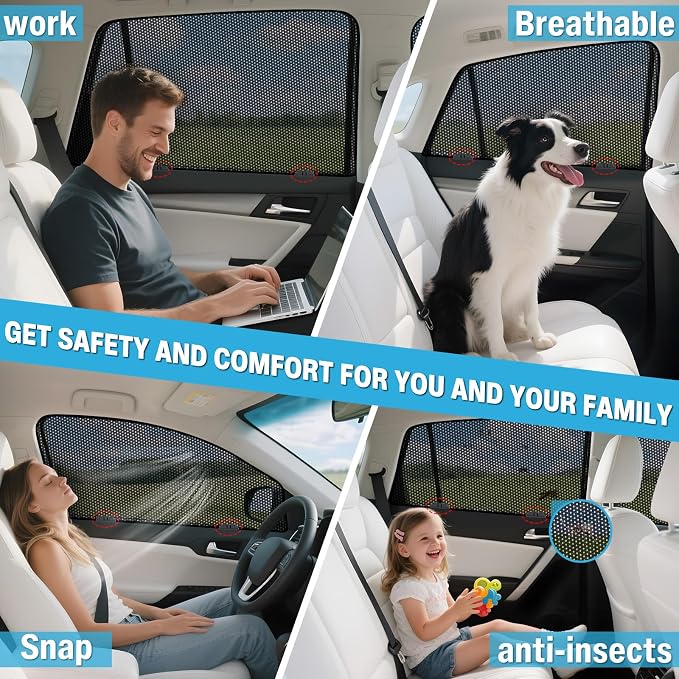ZATOOTO Car Window Shades for Toyota Camry 2018-2023, Breathable Mesh | 4 Pack Camry Sun Shade Side Window, Breathable Mesh Car Window Screen for Camping Napping Baby UV Protection - Image 5