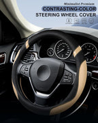 Steering Wheel Cover for Car Leather Universal Steering Wheel Covers for Men Women Fit Cars SUV Truck Pickup 15inch (Beige) - Image 2