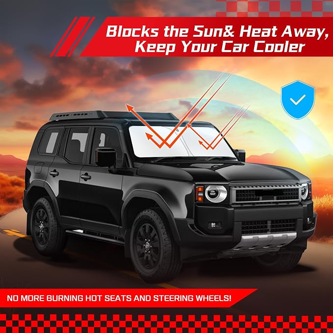 ARISMOTOR Windshield Sun Shade for Toyota Land Cruiser 2024-2026 2027 | Custom Fit, Foldable, Front Window Sunshade Sun Visor Protector, Block UV Rays, Keep Car Cooler - Image 7