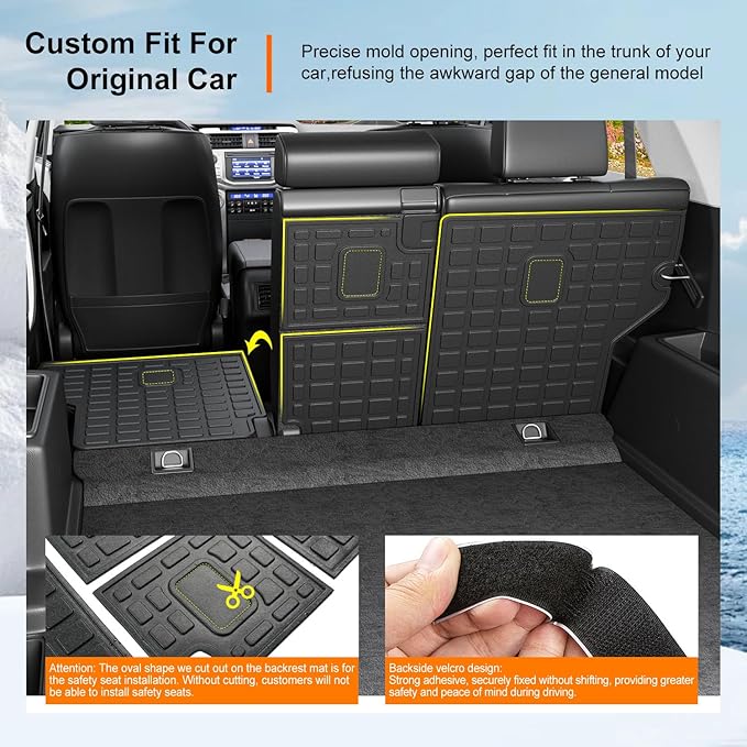 powoq 5 Seats Cargo Mat Compatible with 2010-2024 Toyota 4Runner Trunk Mat TPE Cargo Liner Trunk Liner Back Seat Protector Replacement for 2010-2024 Toyota 4Runner Accessories - Image 2