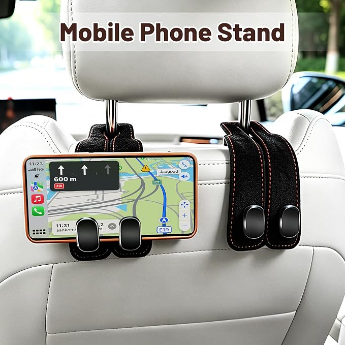 SUKIPIN Car Hooks, Car Seat Headrest Hooks for Purses and Bags 2-Pack Black | Car Accessories for Women, Solid Durable Construction, Quick Tool-free Mounting, Universal Fit for Most Vehicle Headrests - Image 5