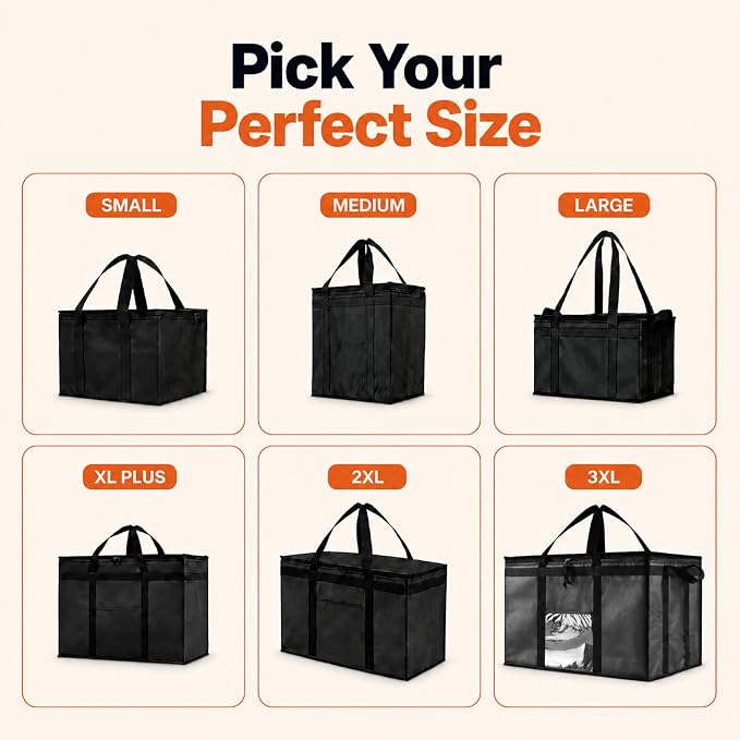 NZ home Insulated Food Bag, Portable Cooler Tote (XL Plus, Orange, 2 Pack) | Large thermal bag, For cold & hot food, Soft sided cooler, Heavy duty carrier, Grocery shopping, Food delivery, Catering bag - Image 9