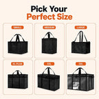 Insulated Food Bag, Portable Cooler Tote (XL Plus, Black, 2 Pack) | Large thermal bag, For cold & hot food, Soft sided cooler, Heavy duty carrier, Grocery shopping, Food delivery, Catering bag - Image 9