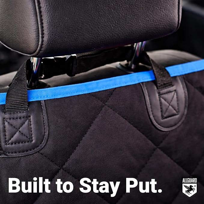 Dog Car Seat Cover for Back Seat, Waterproof, Scratchproof, Nonslip, Dog Hammock for Car, Safety Harness Included, Seat Covers for Pet Dogs, Standard Size (Black/Blue) - Image 5