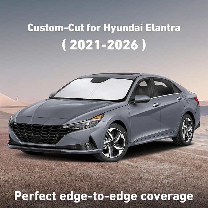 EcoNour Windshield Sunshade Compatible for Hyundai Elantra 2021-2025 2026 | Sun Visor for Front Windshield & Window Sun Shade Cover, UV Heat Blocker & Protector, Car Accessories - Image 2