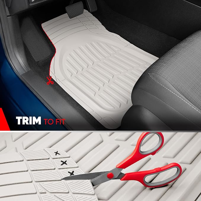 MotorTrend FlexTough White Car Floor Mats Rubber All Weather Automotive 2pc | Front Floor Mats for Cars - Waterproof White Car Mats Accessories Universal Fits Most Sedans, Compact SUV, Small Trucks - Image 5