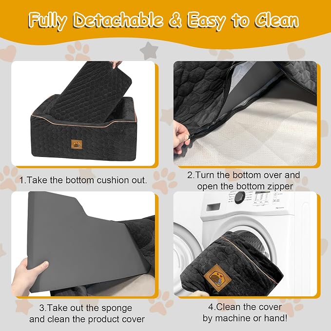 Dog Car Seat for Medium/Large Dogs, Washable Dog Booster Seat Under 60 lbs or 2 Small Dogs, Multi-Functional Pet Car Seat with Thick Cushion, 2 Safety Leashes (Black) - Image 6