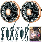 Glooglitter 2 Pcs Car Fan USB for Rear Seat Passenger Portable Headrest 360 Degree Rotatable 3 Speed 12v/ 24v Automobile Ventilation Fan with Clip for SUV Backseat, RV, Vehicles (Novelty,Gold) by Glooglitter