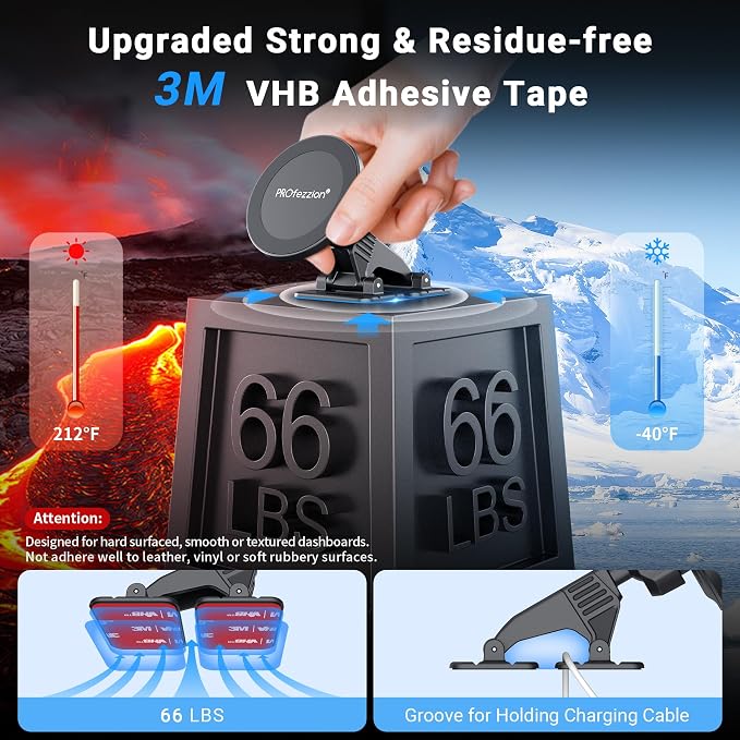 PROfezzion 2-Pack for MagSafe Mount Holder Fits Car Dashboard Home & Office | Strong 3M Adhesive, Powerful Magnets Compatible with MagSafe for iPhone 17 16 15 14 13 12 Pro Max Plus Air & All Phones - Image 3