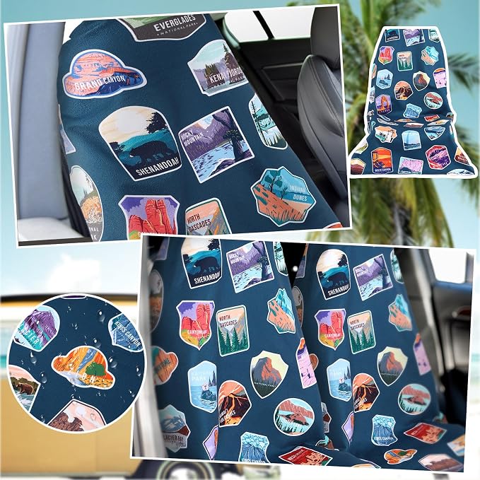 Hahafelt 2 Pack Car Seat Towel Covers Athletic Running Towel Performance Microfiber Post Workout Sweat Washable Cover Non Slip for Seat Outdoor Sport (National Park) - Image 3