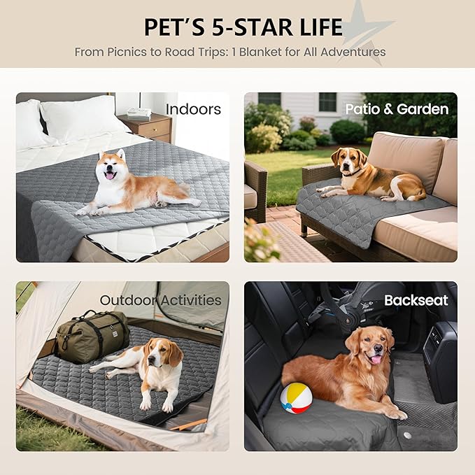 gogobunny 3X Stronger Waterproof Pet Blanket, Scratch Proof Furniture Protector for Dogs Cats, Reversible Cover 30x70 Inch, Dark Grey/Light Grey (Pack of 2) - Image 2