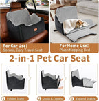 XEEP Dog Car Seat for Medium & Large Dogs Up to 55 lbs, Memory Foam | 2-in-1 Design, Includes Blanket & Urine Pad, 2 Height-Adjust Cushions, Two Safety Tethers, Machine Washable Cover(Black/Grey) - Image 6