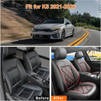 K5 Seat Covers Custom Fit for Kia K5 2021-2025 2026, Full Coverage Leather Waterproof Breathable Seat Covers Full Set, Automotive Seat Protectors, Airbag Compatible(5 Seats, Red & Black) - Image 6