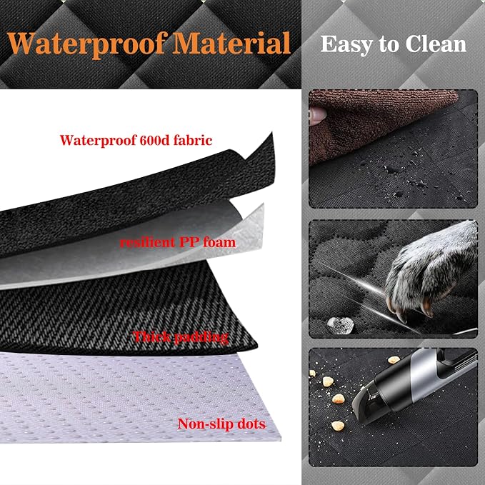 Meolsaek Dog Car Seat Cover Back Seat,Waterproof Nonslip Seat Protector | 600D oxford fabric,55"x45" size fits most cars,trucks,SUVs,Anti-slip,Waterproof,Easy to clean dog seat cover for back seat - Image 3