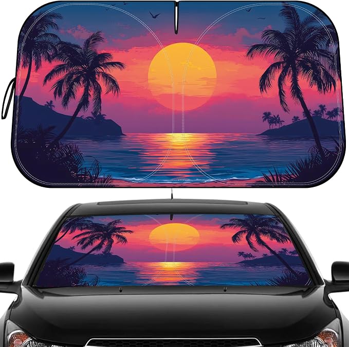 Car Windshield Sun Shade UV Reflector Foldable Front Window SUV | Blocks 98% UV Rays,Keep Interior Cool,Universal Fits Hatchback,Truck,MPV,Storage bag,57"L x 31.5"W,Car Summer Accessories by Pleneal