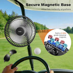 A2C Magnetic Rechargeable Fan for Golf Cart 7.5-Inch, Up to 28Hrs, 10000mAh | Battery Powered, Portable, 4 Speeds, Fits EZGO, Club Car, Yamaha Golf Cart Accessories Essentials Gifts for Men, Dad, Husband - Image 6