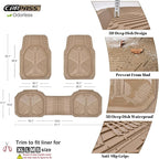 CAR PASS Heavy Duty Rubber Car Mats, Deep Dish Car Floor Mats Full Set, Universal All Weather Automotive Mats 3 Pieces Trim to Fit for Sedans SUVs Trucks, Waterproof Anti-Slip Floor Mats, Full Beige - Image 4