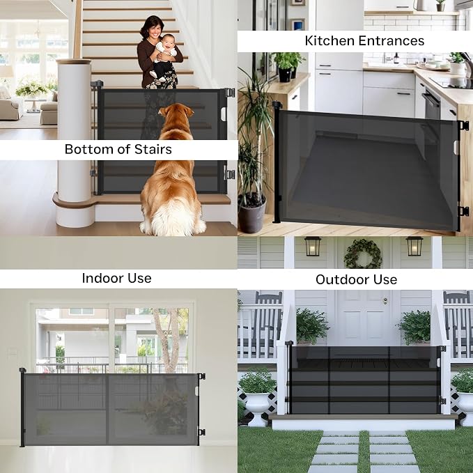 200 Inch Extra Wide Retractable Baby Gate,Mesh Baby Gate or Mesh Dog Gate,34" Tall,Child Safety Gate for Doorways, Stairs, Hallways, Indoor or Outdoor - Image 7