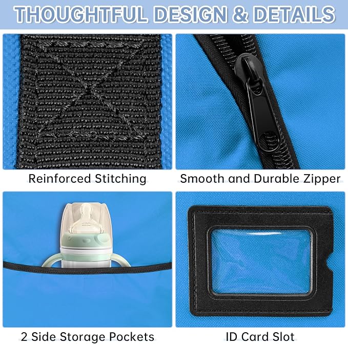 Padded Car Seat Travel Bag Compatible with Doona Car Seat Stroller | Car Seat Travel Bag with Lockable Zipper, Foldable Gate Check Bag for Airplane, Travel for Baby Essentials (Sky Blue) - Image 6