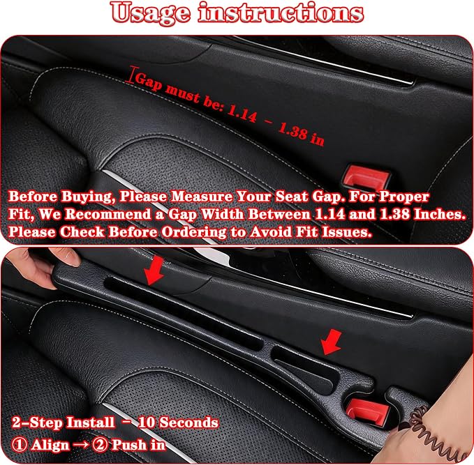 Car Seat Gap Filler Organizer of 2, 2 in 1 Car Gap Filler(Red) | Universal Gap Filler with Storage Pockets, No Drop Seat Guard for Phones Keys Cards,Car Accessories for Most Cars Trucks SUVs - Image 2