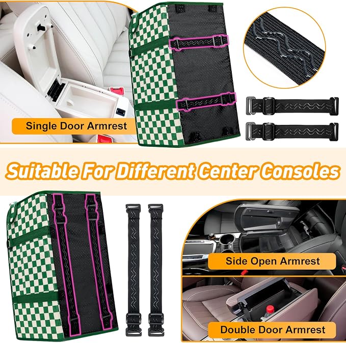 Console Dog Car Seat for Small Dogs, Foldable Booster Seat, Green Checkered | Portable Booster Seat Sits On Car Console/ Armrest. Foldable for Easy Storage. for Center Console, Easy To Clean. - Image 4