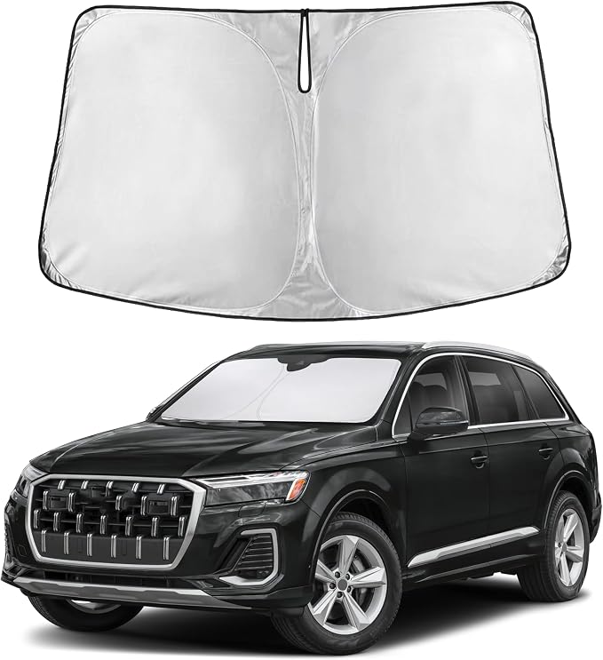 Autovir Windshield Sun Shade Fit for 2016-2024 2025 2026 Audi Q7 | Sunshade, Front Car Window Shades Sun Visor, Blocks UV Rays & Heat, Car Accessories by Autovir