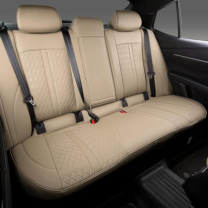 Custom Fit Camry Seat Covers for 2025 2026 Toyota Camry XLE XSE - Beige | Waterproof Faux Leather Full Coverage, Car Seat Protectors Full Set with Armrest Covers, Airbag Compatible - Image 2