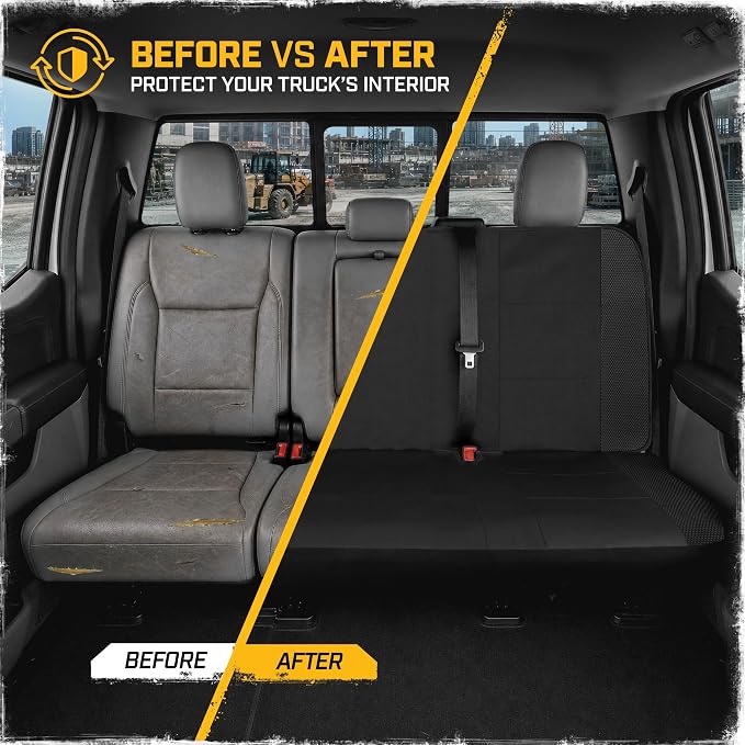 CAT MeshFlex Seat Covers Full Set for Full-Size Pickup Trucks Only - Black | Front Bucket Seat Covers & 60/40 Split Rear Bench Protector – Interior Accessories For F-150, Silverado, Ram, Sierra & Tundra - Image 8
