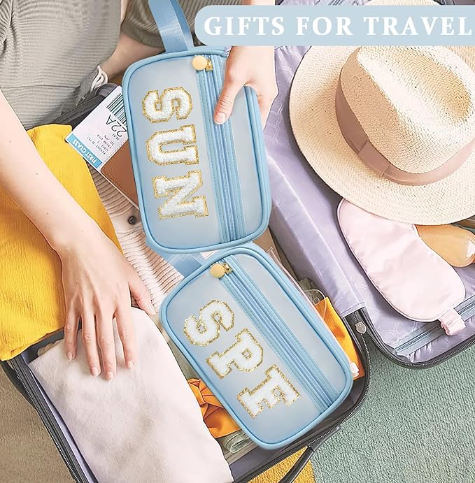 COSHAYSOO Clear Sunscreen Bag Makeup Toiletries Pouch Beach Vacation Essentials Summer Travel Stuff Accessories Personalized Graduation Gifts for Her Women College Teen Girls Teacher Nurse Blue SPF - Image 6