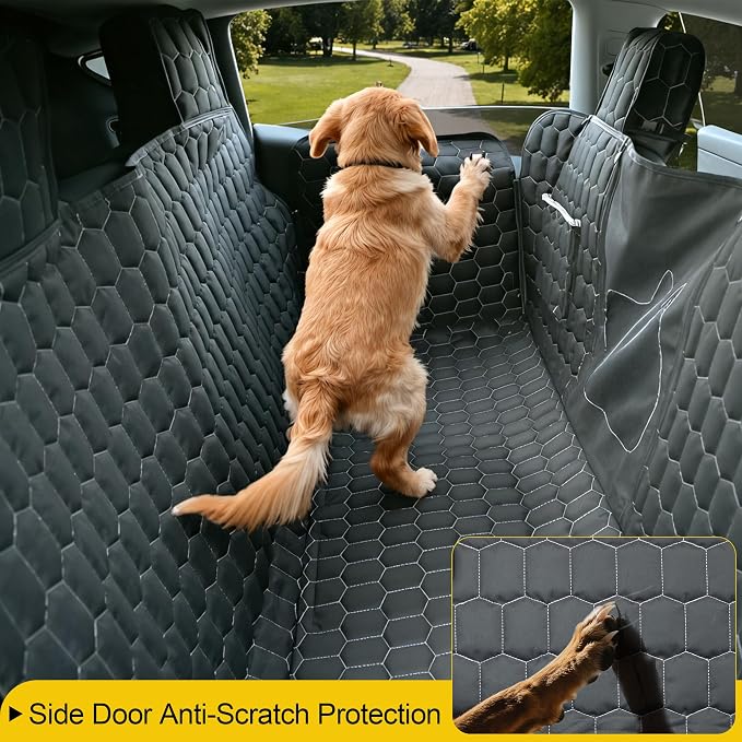 Meginc Dog Seat Covers for Tesla Model Y,Dog Hammock for Tesla with Side Flaps, 100% Waterproof Tesla Model Y Dog Accessories with Mesh Window & Headrest Protector Easy Clean up Pet Car Seat Cover - Image 2