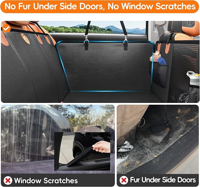 IceFun Hard Bottom Dog Car Hammock, Waterproof PU Leather Seat Cover | Supports up to 500 lbs, converts from hammock to cargo liner, waterproof PU leather with zipper side flaps - Image 5