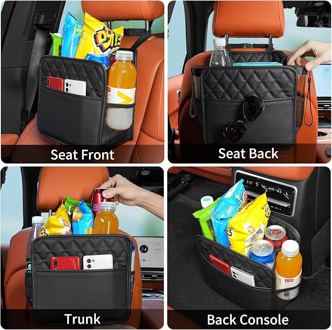 FrgKbTm 2Pack Car Seat Back Organizer, Waterproof Car Backseat Organizer with Cup Holders Large Capacity Hanging Car Storage Bag for Phones Documents Cups Bottle Travel Compatible with Most Vehicles - Image 3