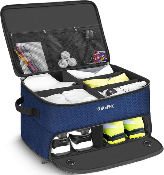 YOREPEK Golf Gifts for Men, 2 Layer Golf Trunk Organizer for 2 Pair Shoes | Waterproof Car Trunk Locker with Separate Ventilated Compartment for Balls, Tees, Clothes, Gloves, Birthday Gifts for Golfers by YOREPEK