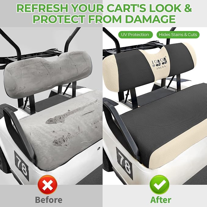 10L0L Golf Cart Seat Covers for Yamaha EZGO Club Car Seat Towel Cushion | Breathable Mesh All-Season Front/Rear Seat Blanket, UV Resistant, Cool Comfort, Machine Washable, Easy On, Great Golf Gift - Image 3