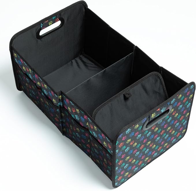 GreaterGood Paws Car Trunk Organizer Foldable Storage Bin with Handles Non Slip Base Pet Gear Travel Tote for SUV Truck (Confetti Paws) - Image 2