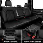 AOMSAZTO Custom Fit Seat Covers for Dodge RAM 1500 2019-2026 Black Grid | Black Full set Seat, Covers Ram Crew Cab, fit Seat-back Armrest Model, Premium Faux Leather, Perfect Fit, Airbag Compatible - Image 2