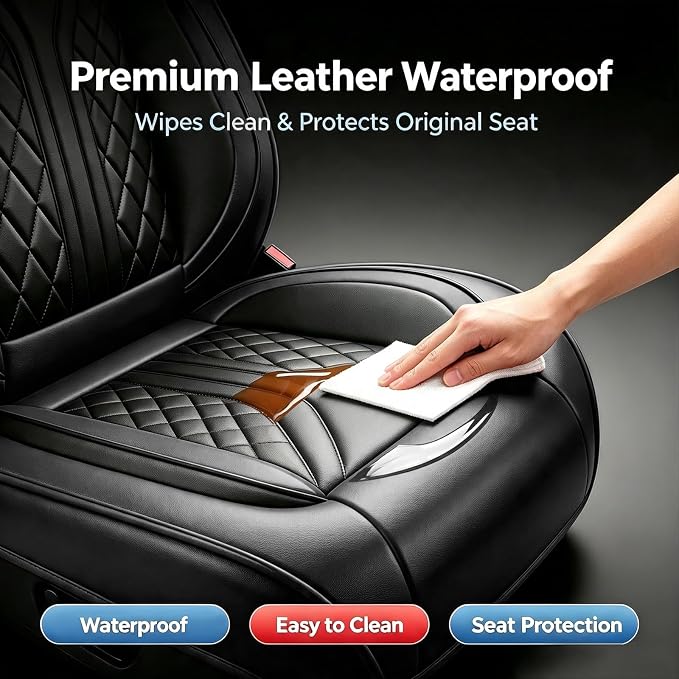 for Subaru Impreza 2012-2026 Car Seat Covers, Full Set, Black | Luxury Full Coverage Leather Seat Protectors, Waterproof Breathable, Non-Slip, Easy to Install, Airbag Compatible, All-Season - Image 8
