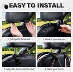 SINGARO 4 Pack Car Seat Headrest Hooks, Vehicle Back Seat Hanger Storage Organizer for Purse Handbag Backpack Coat Grocery, 360° Rotating Heavy Duty Holds 44lbs, Black - Image 5