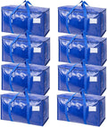 TICONN 8 Pack Extra Large Moving Bags Heavy Duty with Zippers & Carrying Handles, Durable Storage Bags Moving Boxes for Closet Organizers and Storage (8 Pack, Blue) by TICONN
