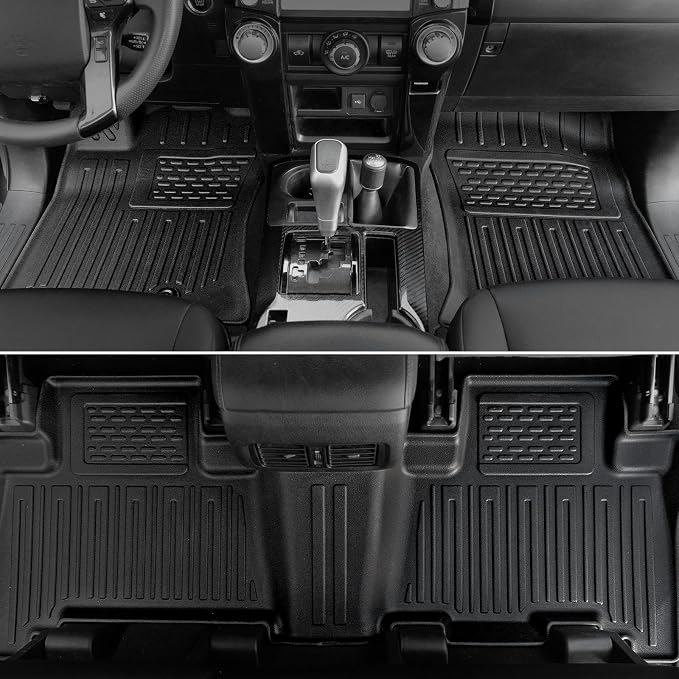 Floor Mats for 2013-2024 Toyota 4Runner Accessories | w/o Sliding Cargo Tray, Full-Coverage Set with Cargo Liner & Backrest Protector, Odorless TPE, All-Weather Protection - Image 3